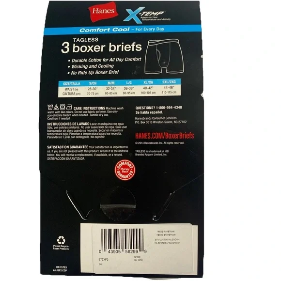 Hanes 3 Pack Men’s Comfort Cool Tag less Boxer Briefs Regular Length 2XL - Picture 3 of 3